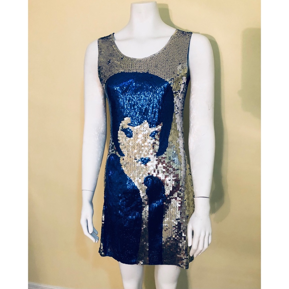 New short sleeve mini sequin dress